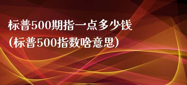 标普500期指一点多少钱(标普500指数啥意思)_https://www.cnlz365.com_黄金直播间_第1张