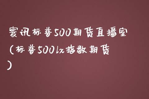 寰讯标普500期货直播室(标普500lx指数期货)_https://www.cnlz365.com_黄金直播间_第1张