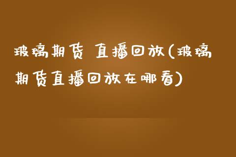 玻璃期货 直播回放(玻璃期货直播回放在哪看)_https://www.cnlz365.com_恒生指数直播间_第1张