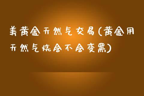 美黄金天然气交易(黄金用天然气烧会不会变黑)_https://www.cnlz365.com_原油直播间_第1张