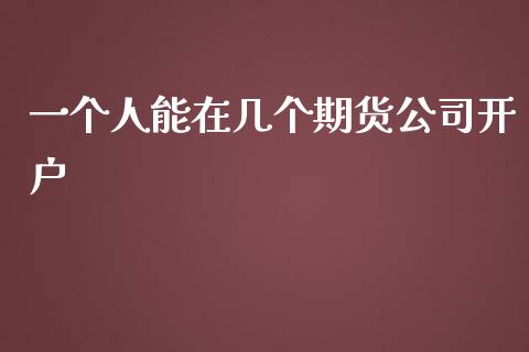 一个人能在几个期货公司开户_https://www.cnlz365.com_黄金直播间_第1张