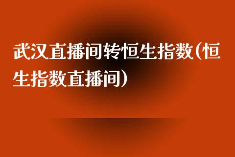 武汉直播间转恒生指数(恒生指数直播间)_https://www.cnlz365.com_原油直播间_第1张