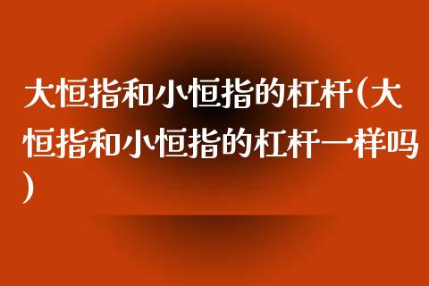 大恒指和小恒指的杠杆(大恒指和小恒指的杠杆一样吗)_https://www.cnlz365.com_股指期货直播间_第1张