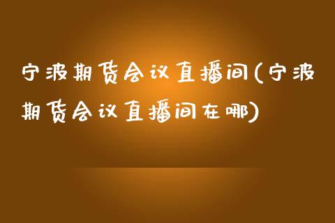 宁波期货会议直播间(宁波期货会议直播间在哪)_https://www.cnlz365.com_原油直播间_第1张