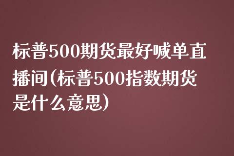 标普500期货最好喊单直播间(标普500指数期货是什么意思)_https://www.cnlz365.com_黄金直播间_第1张