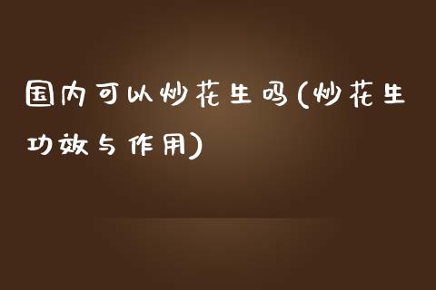 国内可以炒花生吗(炒花生功效与作用)_https://www.cnlz365.com_纳指直播间_第1张